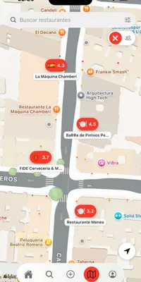 Restaurantes señalados en el mapa